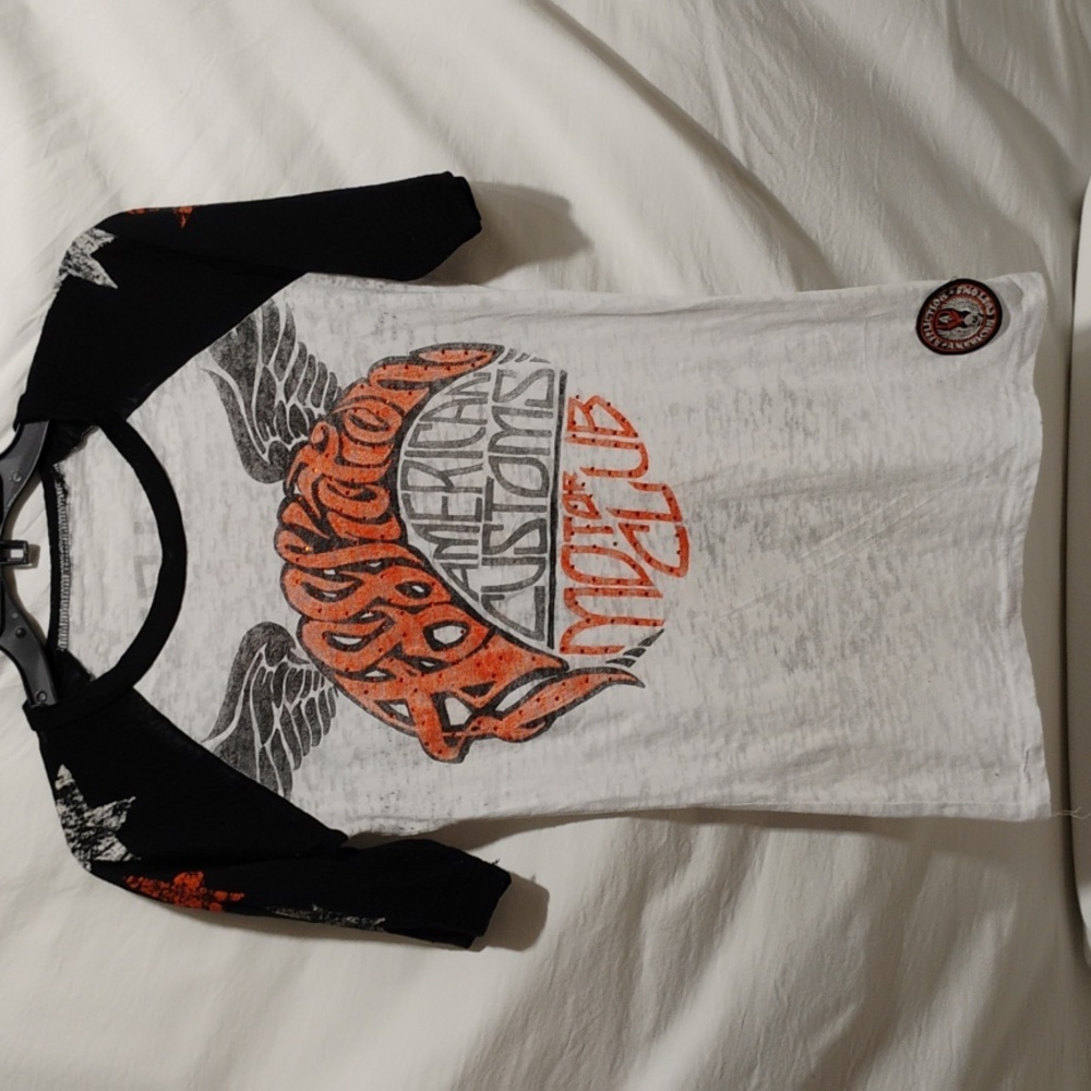 (C-30) SALE! RARE! Affliction American Customs Speed + Power Rebels Burnout Tee